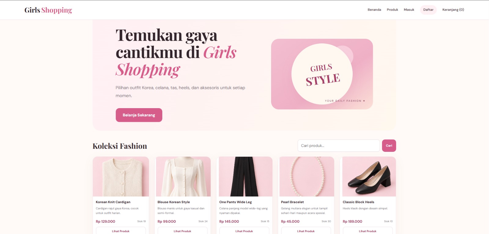 Sistem E-Commerce Girls Shopping